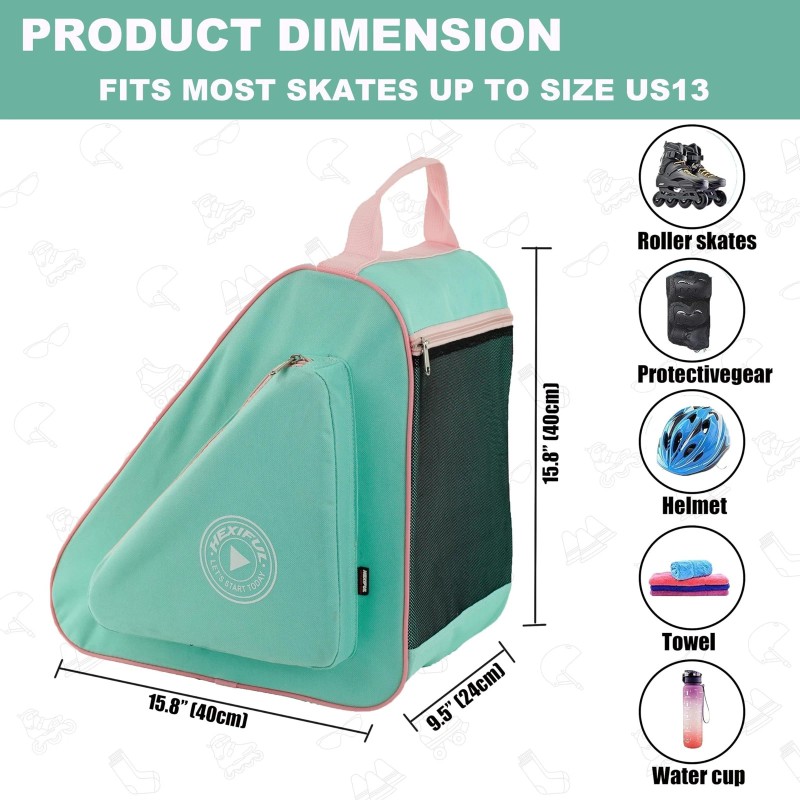HEXIFUL Skate Bag for Ice, Inline, Roller & Quad Skates