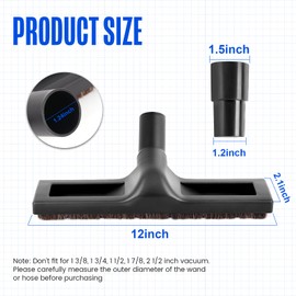 12" Universal Vacuum Cleaner Floor Brush Attachments 1 1/4 inch(32mm) for Shark Vacuums, 360° Swivel Hardwood Brush & Adapter with Horse Hair Attachments for Shark Vacuums Replacment