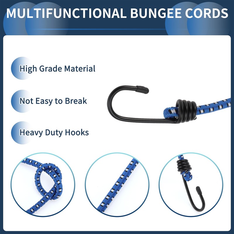 INFINAUTO Luggage Cords with Hooks 60cm Motorcycle Trailer Trucks Cargo