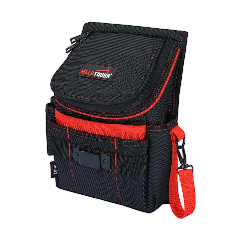 MELOTOUGH Medium Ziptop Tool Pouch with Belt Clip,16-Pocket Heavy Duty