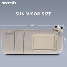 SCITOO Right Passenger Side Beige Sun Visor Assembly fit for 2006 2007 2008 2009 2010 2011 for Toyota for Camry with Sunroof(74310-06750-E0)