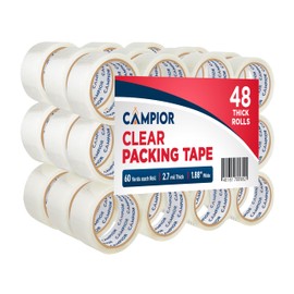 Campior Clear Packing Tape - Heavy Duty Packaging Tape for Shipping, Packaging, and Sealing, 1.88In x 60 Yards, 2.7mil Thick, For Personal and Professional Use, Thick Clear Packing Tape, 48 Tape Rolls