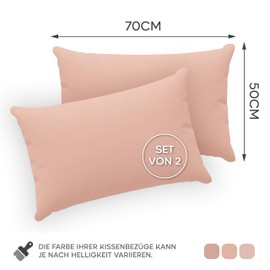 Twinzen® Cushion Covers, 100% Jersey Cotton, 150 GSM, Cushion Cover with Zip, OEKO-TEX Certified, 50 x 70 cm, Set of 2, Pink