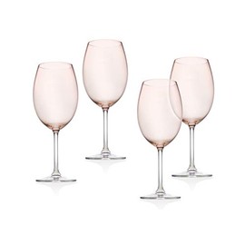 Godinger Wine Glasses, Stemmed Wine Glass Goblet Beverage Cups - Meridian Blush, 12oz - Set of 4