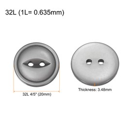 sourcing map 12pcs 32L Light Gray Round Sewing Buttons 20mm 4/5" Resin 2-Hole Fish Eye Craft Replacement Button for Craft Pants Dress Skirt Clothing Fastener Buttons