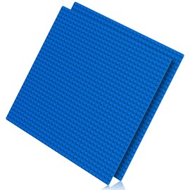 Pokiiulk Classic Baseplates Building Plates, 2 Pack 10" x 10" Building Bases Compatible with All Major Brands, Classic Basplates for Bricks with 32 Studs (Blue)