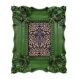 SIMON'S SHOP 4x6 Picture Frame, Vintage Green Picture Frames for Wall and Tabletop, Baroque 4 by 6 Photo Frame