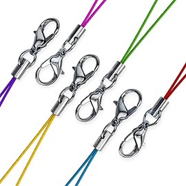 Zetali - 100 Mini Ganchos de colores con herraje para celular y llavero. Accesorios de teléfono movil, broche perico con cordón y argolla para bisutería