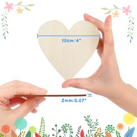 SOSMAR Pack of 52 Wooden Discs 10 cm for Crafts, Wooden Heart Wooden Board 2 mm Balsa Wood Multiplex Plate Wood for Pyrography, Painting, DIY Decoration Birthday, Wedding, Valentine's Day (Heart