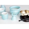 Yamako Japanese Buddhist Altar Set, Celadon, Blue Background, Pottery 5