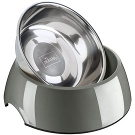 HUNTER melamine bowl, food bowl, drinking bowl for dogs and cats, removable stainless steel bowl, 350 ml, gray