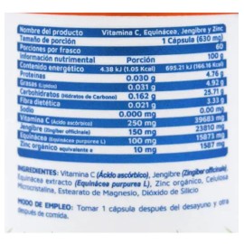 Vitamina C Equinácea Jengibre Y Zinc 60 Cápsulas Vidanat