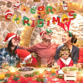 XIATIAN Christmas Bunting Banner Christmas Decoration, Christmas Decoration Indoor Christmas Flag, Merry Christmas Decoration, Christmas Decoration Garland, Reusable Christmas Decoration, for