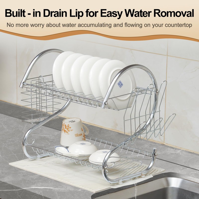 Silicone Dish Draining Mat with Drain Lip, Eco Friendly Dish