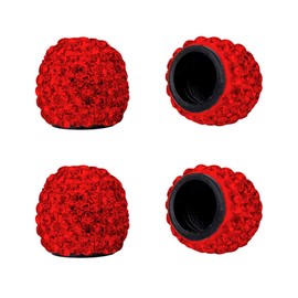 Lotsdonxia 4 Pcs Crystal Valve Caps Set Sparkling Dust Covers Featuring Diamond-Style Design for Enhanced Style and Protection for Car Motorcycle Truck Bike (Red)