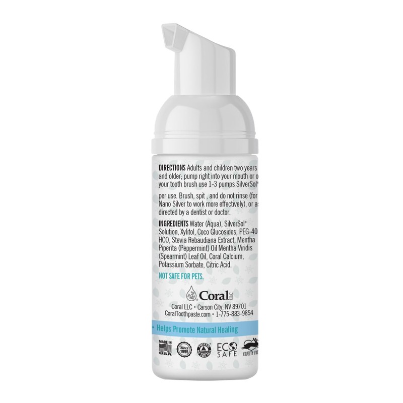 Coral Nano Silver Foaming Toothpaste, Natural Fluoride Free Toothpaste, SLS