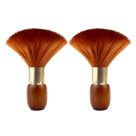 Vtrem 2 Pack Brown Barber Brush Neck Duster Neck Duster Brush for Hair Cutting Wooden Handle Hair Brush Hair Cut Brush Barber Powder Brush
