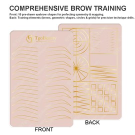 TgoBeauty Silicone Eyebrow Practice Skin Double Sides Permanent Makeup Microblading Practice Fake Skins for Tattoo Beginners and Artists (4pcs Pink Pad with Golden Outline)