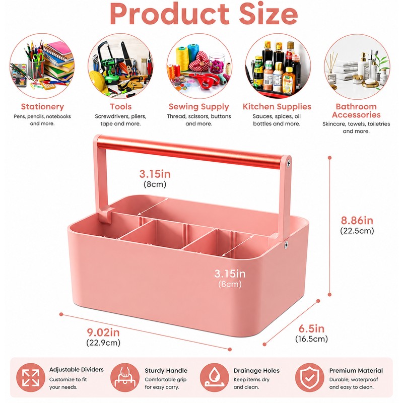Portable Shower Caddy for Bathroom Storage – Adjustable Dividers &
