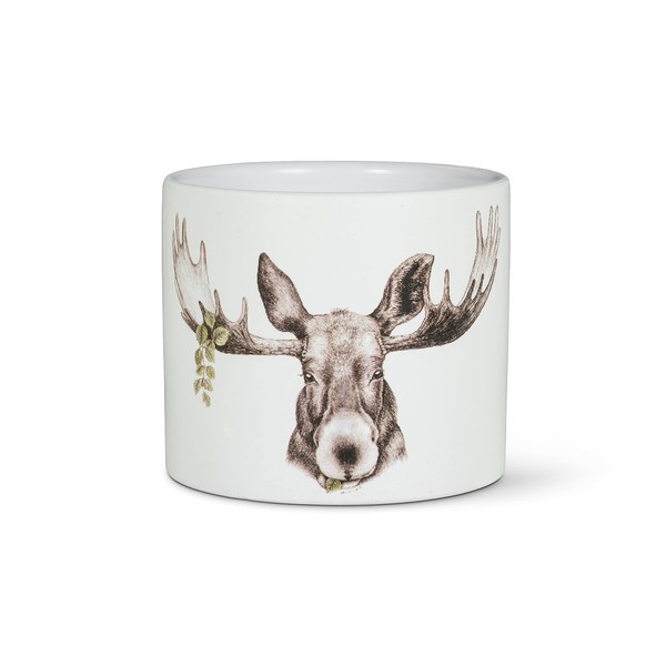 Abbott Collection 27-PL-CN-04-SM Small Forest Prince Moose Planter, White/Black