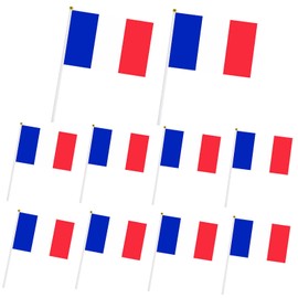 10pcs Mini France Handheld Flags Stick Flags, Small France Flags on Sticks for World Cup France 2022 Decorations Cheering Flags Outdoor/Bar/Party Supplies, France Football Fans Hand Flags