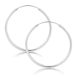 Sterling Silver Hoop Stud Earrings 50mm Large Round Circular 925 Hoops