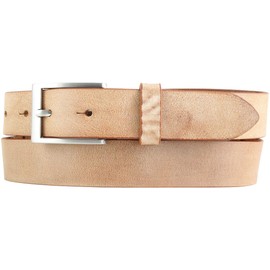 BELTINGER Children's Belt Made of Soft Full Cowhide Leather Vintage Look 3 cm Leather Belt for Boys 30 mm Narrow Belt Used Look, Tabac Silver