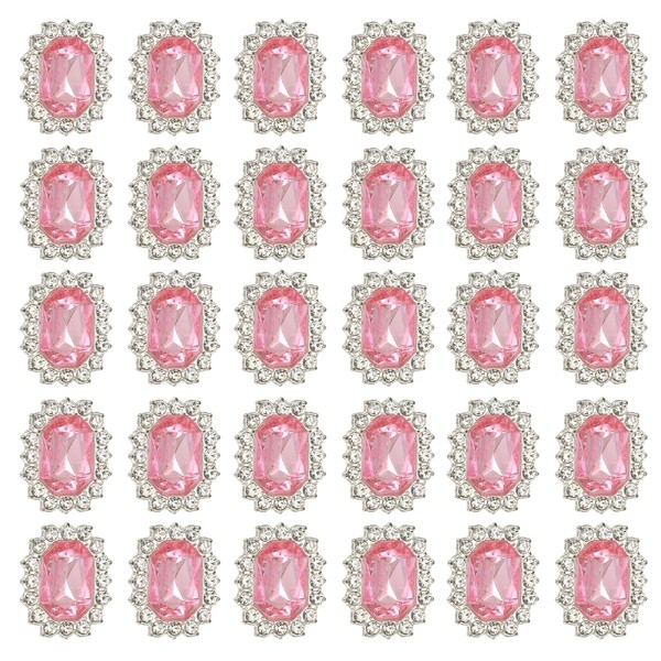 PATIKIL 30Pcs Rhinestone Embellishments, Handcraft Crystal Rhinestone Button Charms Silver