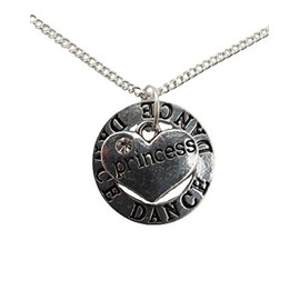 Silver Plated Necklace Princess Love Heart Gem Charm Dance Circle Ring Pendant