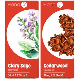 Sage Oil for Skin & Cedarwood Oil for Hair Growth Set - 100% Pure Aromatherapy Grade Essential Oils Set - 2x1 fl oz - H'ana