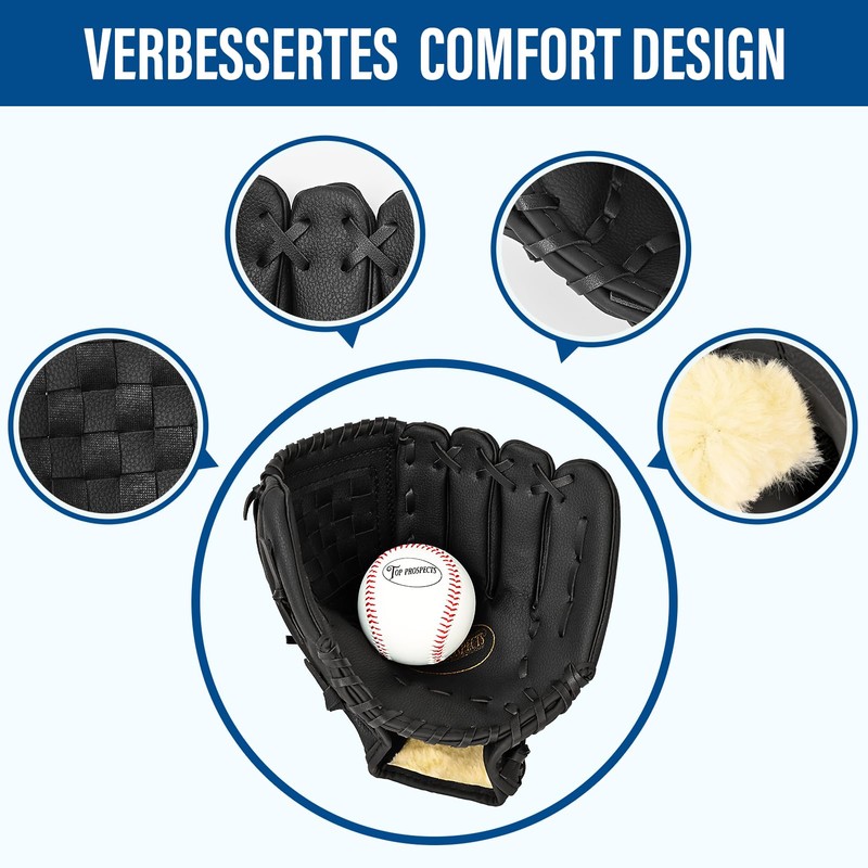Top Prospects Premium Leather Baseball Glove with one Free Baseball