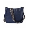 HAIBOLAN Bolso bandolera para mujer, diseño de leopardo, Azul oscuro,