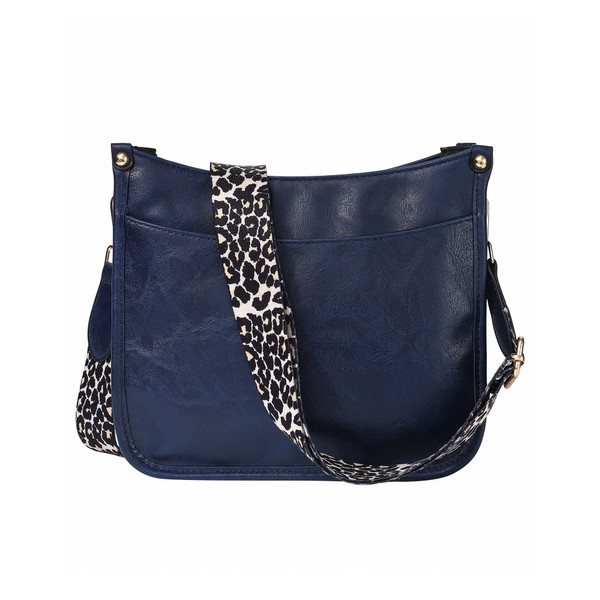 HAIBOLAN Bolso bandolera para mujer, diseño de leopardo, Azul oscuro,