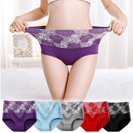 Women's High Waist Panties Tummy Control Briefs Cotton Underwear No Muffin Top (US, Alpha, Medium, Regular, Regular, 5 Pack Multi-color)