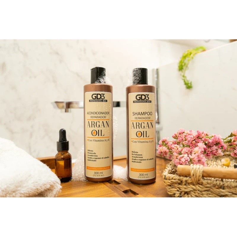 Kit Shampoo Y Acondicionador Argan Gd3 Sin Sulfatos 300 Ml