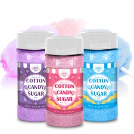 Cotton Candy Floss Sugar Package of ct-(Pink Vanilla, Blue Raspberry & Grape)-8.5oz Each Flavor (1 Count (Pack of 3))