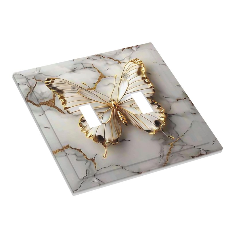 Wpshijia Light Switch Cover Plate Gold White Butterfly Luxury Abstract