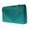 Girly Handbags Womens Satin Pleated Clutch Bag Teal