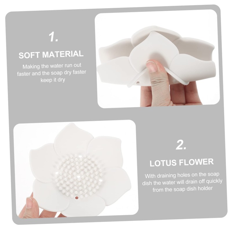 LABRIMP 2pcs Flower Soap Holder Self-draining Flower Shaped Soap Dish