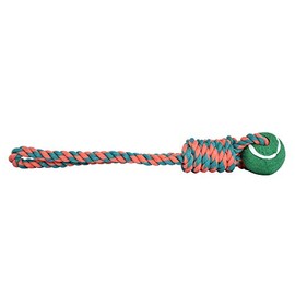 Fancy Pets Juguete de SOGA con Pelota para Perros Grandes, 45 cm, Algodón Multicolor con Agarradera, Resistente y Lavable