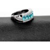 Uloveido Platinum Plated Oval Light Blue Cubic Zirconia 7 Stones