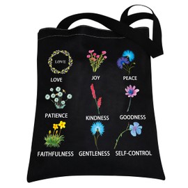 ENSIANTH Christian Bible Verse Tote Bag Wildflower Christian Religious Bible Verse Gifts Inspirational Canvas Reusable Tote Bag (wildflower tote)