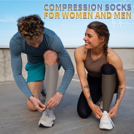 Graduated Copper Compression Socks for Men & Women Circulation 8 Pairs 15-20mmHg - Best for Running Athletic Cycling