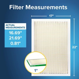 Filtrete 17x22x1 AC Furnace Air Filter, MPR 700, MERV 8, Tough on Pollen, Easy on Airflow, 3-Month Pleated 1-Inch Electrostatic Air Cleaning Filter, 4-Pack (Actual Size 16.69 x 21.69 x 0.81 in)