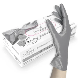 UNIGLOVES FANCY SILVER Nitrile Disposable Gloves, Multipurpose, Powder Free and Latex Free Disposable Gloves, Box of 100 Gloves, Silver, Size S