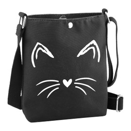 BDPWSS Funny Cat Face Whiskers Print Gifts Cute Kitten Gifts Cat Lover Crossbody Bag for Pet Lovers (cat whiskers blCbagCA)