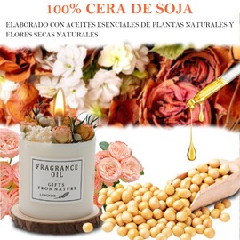 Vela aromáticas decorativa,velas Aromáticas de Flores Secas,veladoras aromaticas con caja de regalo y espaciadores,Cera de Soja 100% Pura,detalles para regalar a mujer,regalo de cumpleaños (Jardín)