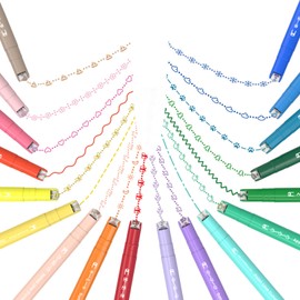 AECHY AECHY 18 bunte Kurven-Notizstifte, 18 verschiedene Kurvenformen und Farben von Stiften mit doppeltem Ende und feinen Linien, Kurven-Highlighter-Set für Kinder, Tagebuch, Notizen, Zubehör