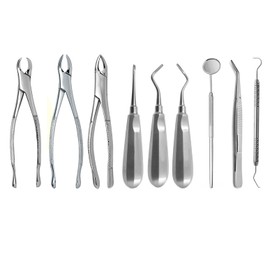 AAProTools 9 Pcs Basic Dental Extracting Extraction Forceps Elevators Set Dental Instruments