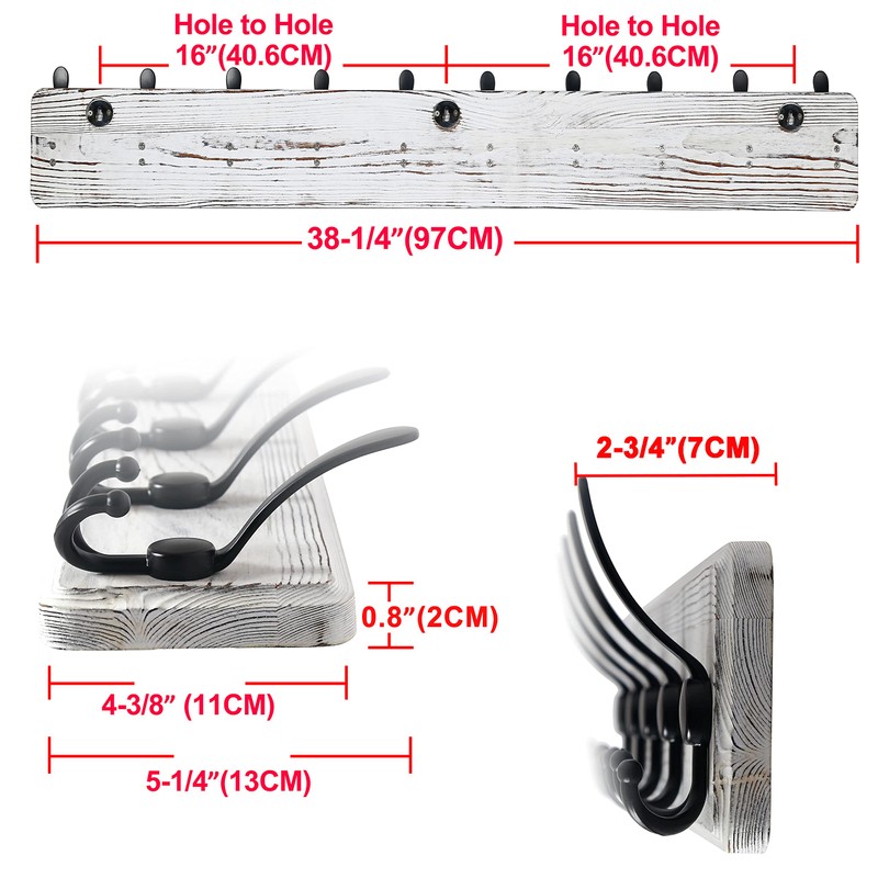 Dseap Wall Mounted Coat Rack with 10 Tri Hooks: Wooden